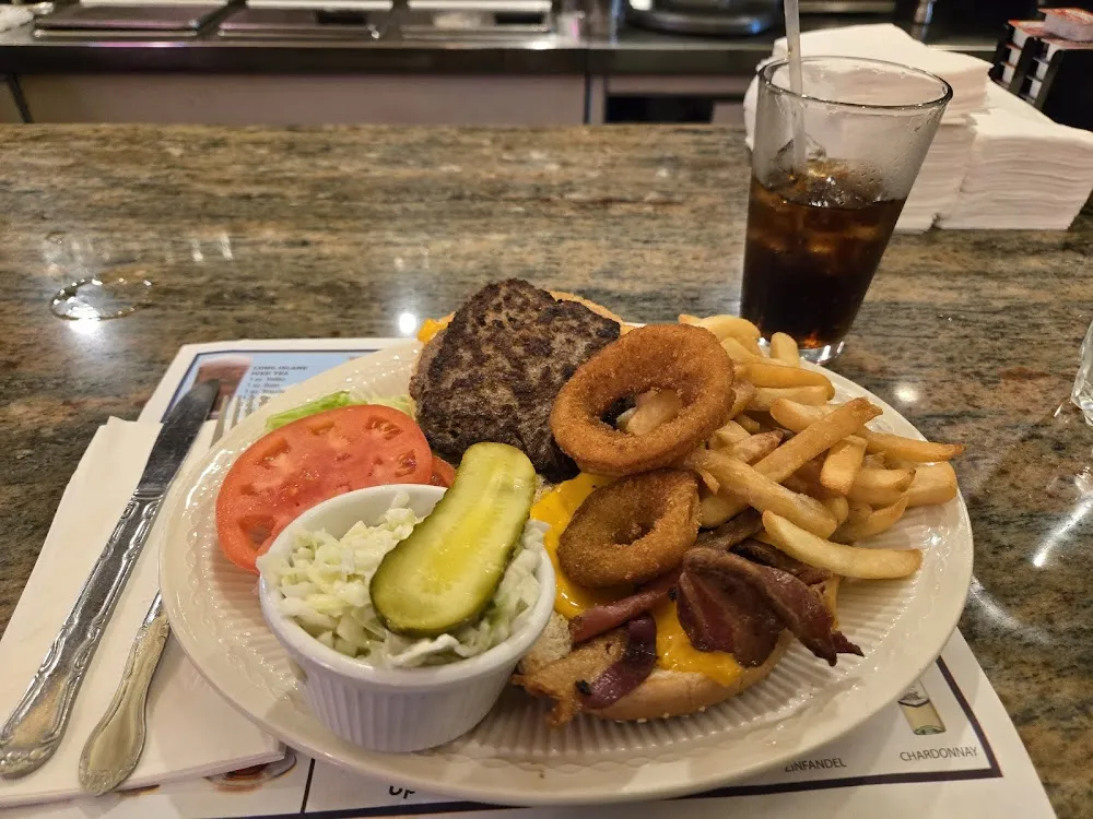 Bacon Cheese Burger and Fries